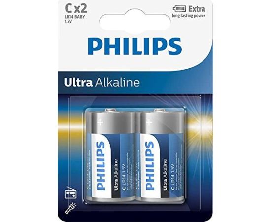 Philips Ultra Alkaline, LR14E, C2, 2 pcs - Battery Батарейки, аккумуляторы