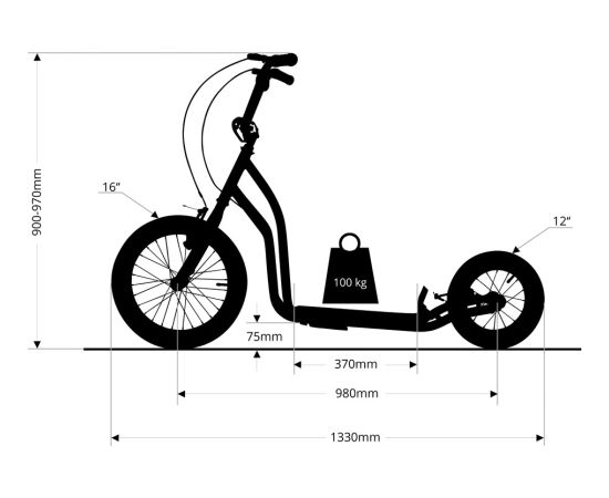 inSPORTline Suter SE skrejritenis ar piepūšamiem riteņiem (līdz 100 kg) - melns Велосипеды