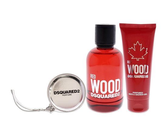 Dsquared2 Set Dsquared 2: Red Wood, Eau De Toilette, For Women, 100 ml + Red Wood, Shower Gel & Shampoo 2-In-1, 100 ml + Dsquared, GWP Textile Pouch, Silver Dāvanu komplekti