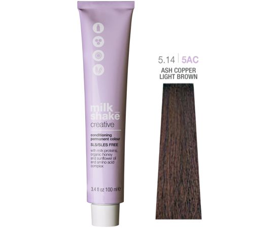 Milk Shake, Creative, Paraben Free, Permanent Hair Dye, 5.14/5AC Ash Copper Deep Light Brown, 100 ml Уход за волосами
