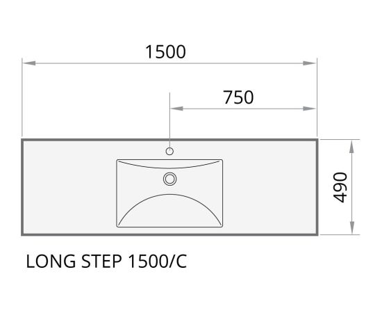 PAA Long Step 150 Akmens Masas Vannas Istabas Izlietne Balta Jaunumi Sadz. tehnika