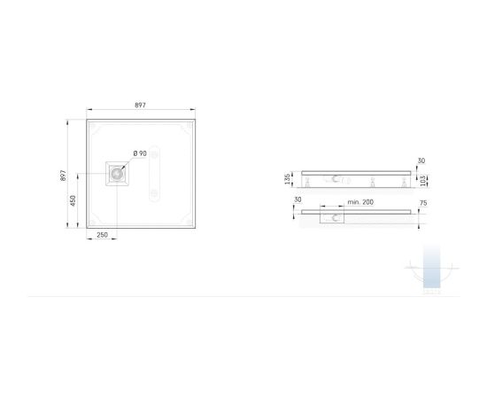 PAA Lettera KV90 Akmens Masas Dušas Paliktnis Gaiši Pelēks Крупная бытовая техника