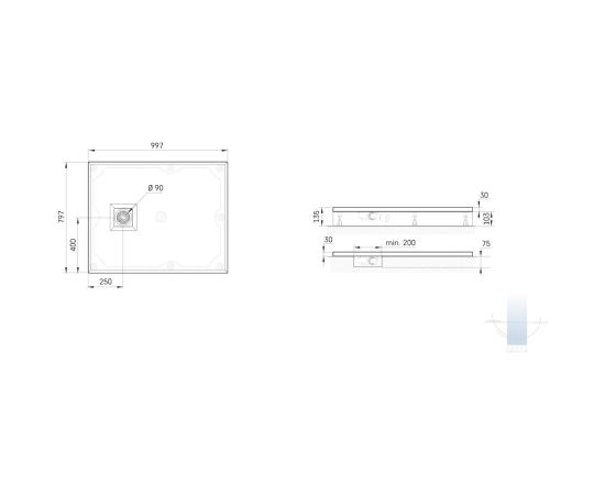 PAA Lettera 80x100 Akmens Masas Dušas Paliktnis Balts Jaunumi Sadz. tehnika