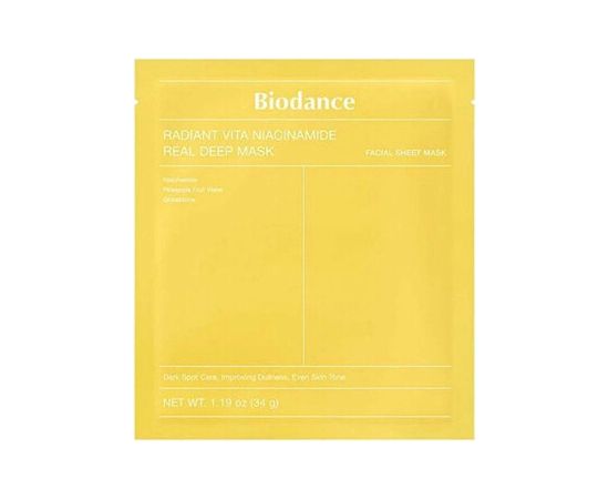 Biodance Radiant Vita Niacinamide Real Deep Mask - Rozjasňující hydrogelová maska 34.0g Ķermeņa kosmētika