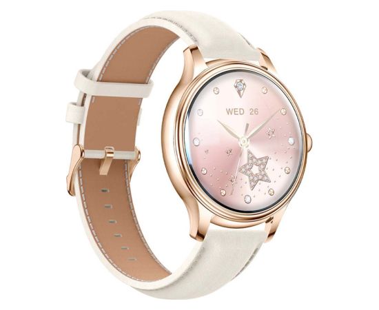 Smart Watch COLMI L28 (Gold + Gold leather strap) Smart-Watch Pulksteņi