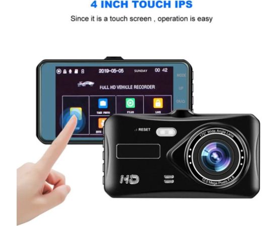 RoGer 2in1 DVR3 Auto Videoreģistrātors un atpakaļskata Kameru / Full HD / 170' / G-Sensor / LCD 4'' Video reģistratori