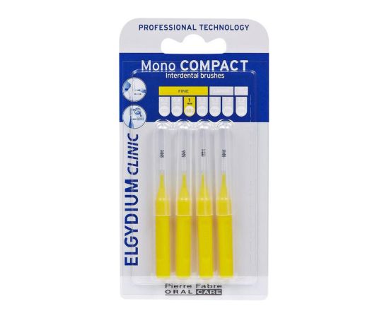 Elgydium, Interdental Brush, Yellow, 4 pcs Zobu pastas un mutes dobuma skalojamie līdzekļi