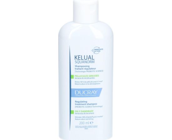 Ducray, Kelual Squanorm, Hair Treatment Shampoo, Anti-Dandruff & Sebum Control, For Scalp With Oily Dandruf, 200 ml Šampūni