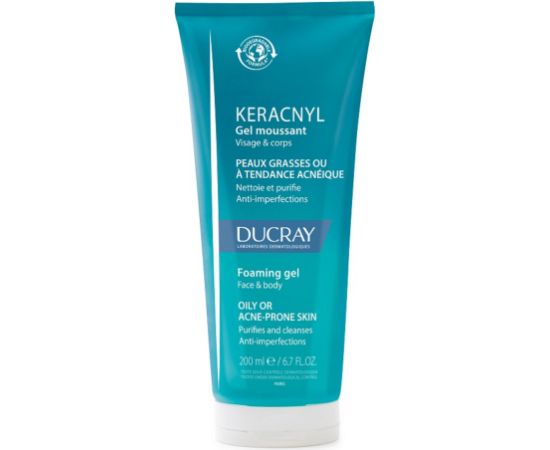 Ducray, Keracnyl, Biodegradable, Fragrance, Cleansing, Shower Gel, Face, Oily, 200 ml Dušas želejas ķermenim