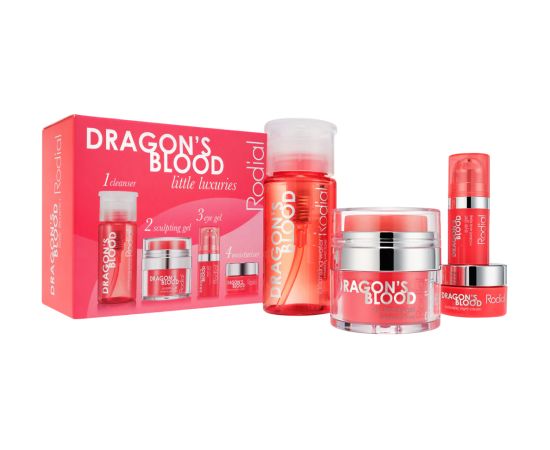 Little Luxuries Kit Set Rodial: Dragon's Blood, Purifying, Micellar Water, For All Skin Types, 100 ml + Dragon's Blood, Sculpting, Gel, For Face, 9 ml + Dragon's Blood, Refreshes & Hydrates, Eye Gel, 5 ml + Dragon's Blood, Hyaluron, Hydrating, Cream, For  Dāvanu komplekti