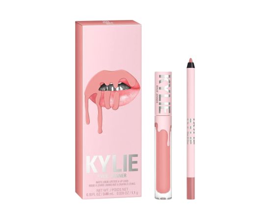 Kylie Jenner Set Kylie Cosmetics: By Kylie, Liquid Lipstick, 300, Kokok, 3 ml + By Kylie, Pencil, Lip Liner, Kokok, 1.1 g Dāvanu komplekti