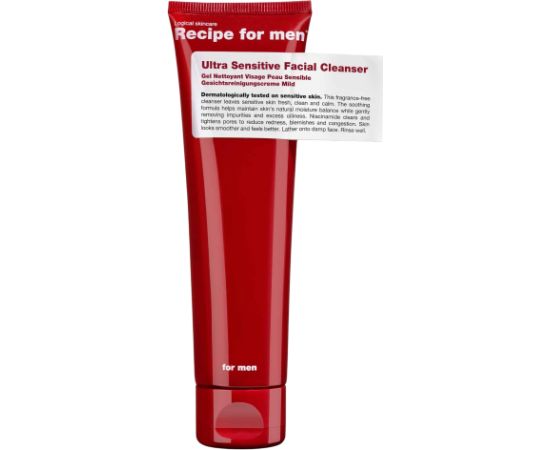 Recipe For Men, Ultra Sensitive Facial Cleanser, Fragrance-Free, Gentle Cleansing, Cleansing Gel, Face, 100 ml Ķermeņa kosmētika