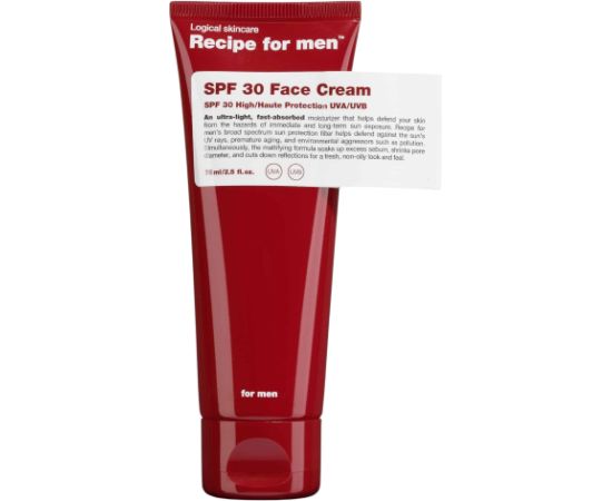 Recipe For Men, SPF 30 Face Cream, Moisturizer, Cream, For Face, SPF30, 75 ml Косметика для тела