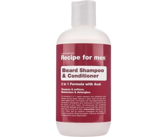 Recipe For Men, Beard Shampoo & Conditioner, Cleansing and Conditioning, Beard Shampoo, Moisture, 250 ml Уход за бородой