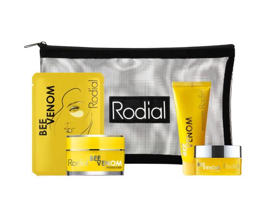 Little Luxuries Kit Set Rodial: Bee Venom, Moisturizing, Cream, For Face, 15 ml + Bee Venom, Eliminates Impurities, Cleansing Balm, For Face, 20 ml + Bee Venom, Anti-Wrinkle, Eye Cream, 5 ml + Bee Venom, Firming, Eye Patch, 3 g Dāvanu komplekti
