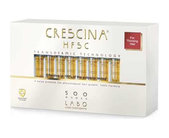 Labo, Crescina, Transdermic HFSC 500, For Growth Stimulation, Ampoules Treatment Serum, For Scalp, For Women, 20 pcs, 3.5 ml Ķermeņa kosmētika