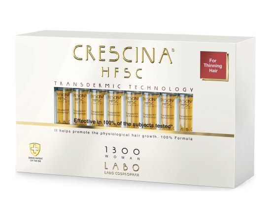 Labo, Crescina, Transdermic HFSC 1300, For Growth Stimulation, Ampoules Treatment Serum, For Scalp, For Women, 20 pcs, 3.5 ml Ķermeņa kosmētika