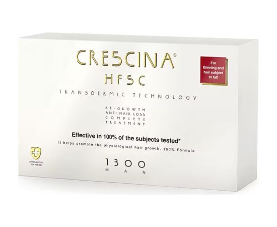 Labo, Crescina, Transdermic HFSC 1300, For Growth Stimulation, Ampoules Treatment Serum, For Scalp, For Men, 10 +10 pcs, 3.5 ml Ķermeņa kosmētika