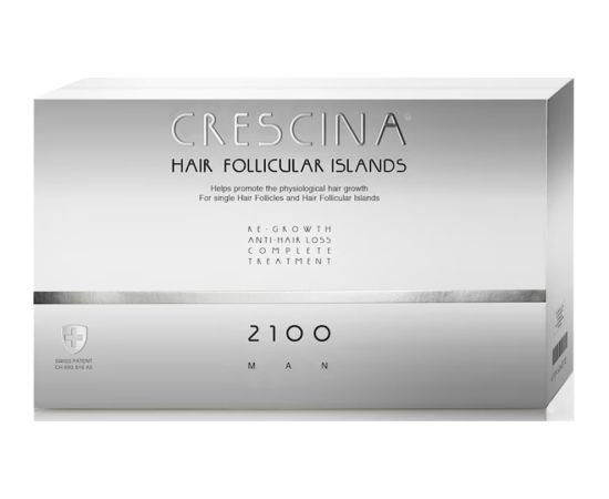 Labo, Crescina Follicular Islands 2100, For Growth Stimulation, Ampoules Treatment Serum, For Scalp, For Men, 10 +10 pcs Ķermeņa kosmētika