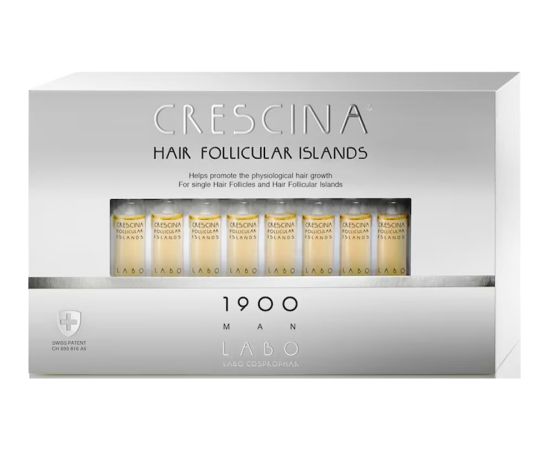 Set, Labo, Crescina Follicular Islands 1900, For Growth Stimulation, Ampoules Treatment Serum, For Scalp, For Men, 20 pcs Ķermeņa kosmētika