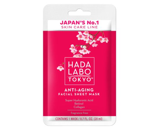Hada Labo Tokyo, Hada Labo, Hyaluronic Acid & Collagen, Anti-Aging, Sheet Mask, Face, Day, 20 ml Sejas kopšana