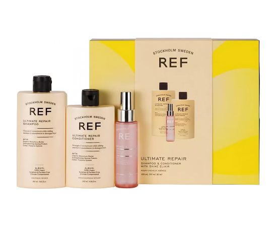 Gift Box Set Ref Stockholm: Ultimate Repair, Sulfates-Free, Hair Shampoo, Repairing & Strengthening, 285 ml + Ultimate Repair, Sulfates-Free, Hair Conditioner, For Hydrate/Detangle & Shine, 245 ml + Shine Elixir, Hair Serum, Softening, 80 ml Matu kopšana