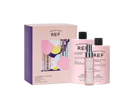 Gift Box Set Ref Stockholm: Illuminate Colour, Sulfates-Free, Hair Shampoo, For Strengthening, 285 ml + Illuminate Colour, Sulfates-Free, Hair Conditioner, Nourishes And Enhances Tone, 245 ml + Shine Elixir, Hair Serum, Softening, 80 ml Matu kopšana