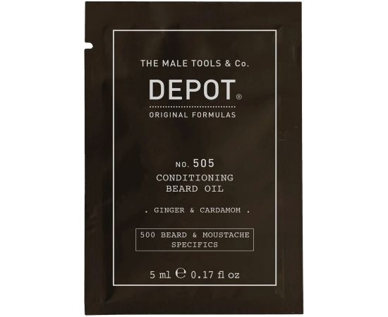 Depot, 500 Beard & Mustache Specifics No. 505, Beard Oil, Ginger & Cardamom, For Shine & Softness, 5 ml Bārdas kopšana