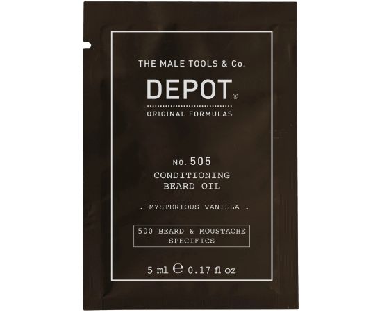 Depot, 500 Beard & Mustache Specifics No. 505, Beard Oil, Misterious Vanilla, Vitamin E, For Shine & Softness, 5 ml Уход за бородой