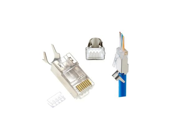 Konektors Gembird CAT7 8P8C RJ45 gold plated 15u FTP SFTP 50pcs Tīkla vadi