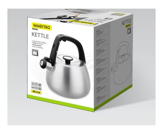 Kettle Maestro MR-1318 2,5 l Silver, Black Чайники (со свистком)