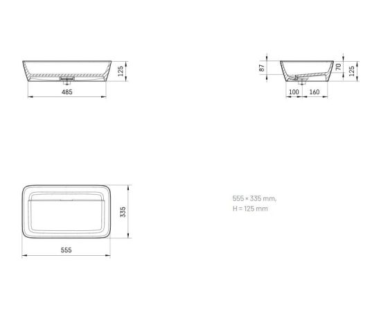 PAA Quadro On Akmens Masas Vannas Istabas Izlietne Balta Jaunumi Sadz. tehnika