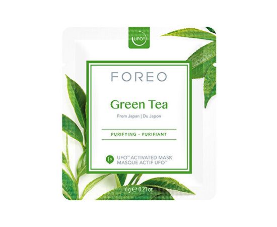 Foreo Green Tea Purifying Mask - Osvěžující a zklidňující pleťová maska 6.0g Ķermeņa kosmētika