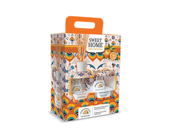 Sweet Home Collection Navelina Orange Set - Dárková sada aroma difuzéru se svíčkou Духи и косметика