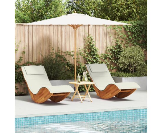 vidaXL Leżak słoneczny Zestaw 2 Kremowy Шезлонги и пляжные стулья