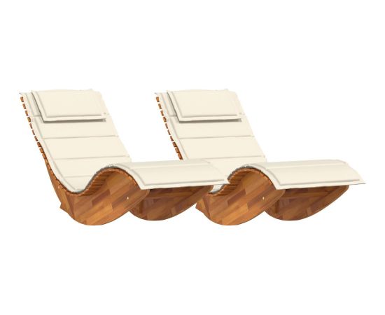 vidaXL Leżak słoneczny Zestaw 2 Kremowy Шезлонги и пляжные стулья