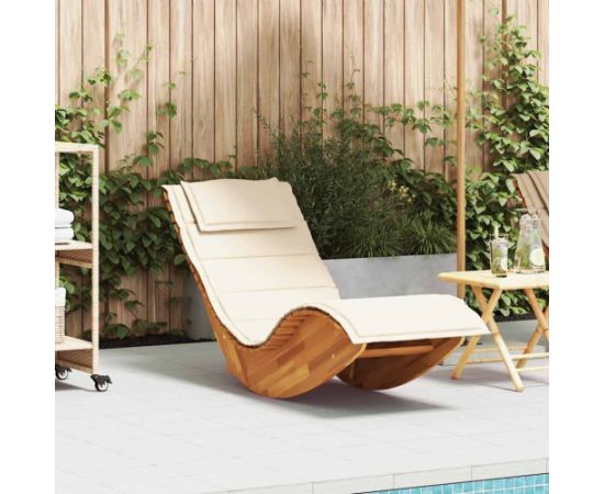 vidaXL Leżak bujany z poduszką, lite drewno akacjowe Шезлонги и пляжные стулья