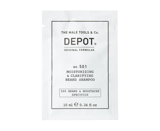 Depot, 500 Beard & Mustache Specifics No. 501, Pro-Vitamin B5, Beard Shampoo, Moisturizing & Clarifying, 10 ml Уход за бородой