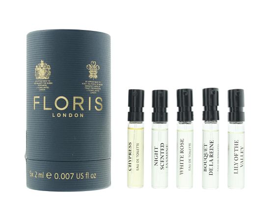 Discovery Collection Set Floris Of London: White Rose, Eau De Toilette, For Women, 2 ml *Vial + Night Scented Jasmine, Eau De Toilette, Unisex, 2 ml *Vial + Chypress, Eau De Toilette, Unisex, 2 ml *Vial + Lily Of The Valley, Eau De Toilette, For Women, 2  Dāvanu komplekti