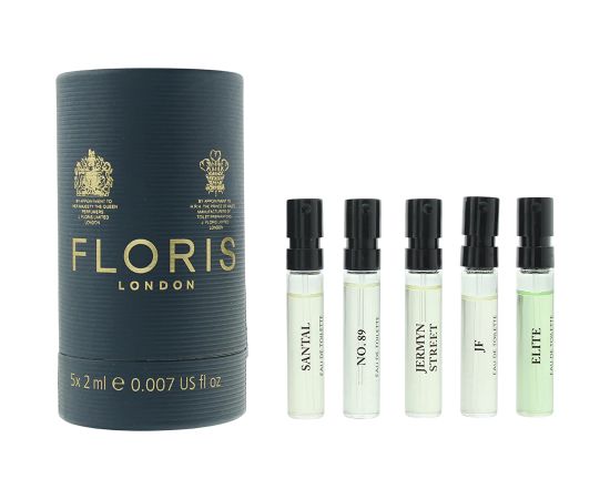 Discovery Collection Set Floris Of London: No. 89, Eau De Toilette, For Men, 2 ml *Vial + Santal, Eau De Toilette, For Men, 2 ml *Vial + Jermyn Street, Eau De Toilette, For Men, 2 ml *Vial + JF, Eau De Toilette, For Men, 2 ml *Vial + Elite, Eau De Toilett Dāvanu komplekti