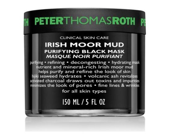 Peter Thomas Roth, Irish Moor Mud Purifying Black Mask, Purifying and Decongesting, Mud Mask, For Face, 150 ml Ķermeņa kosmētika