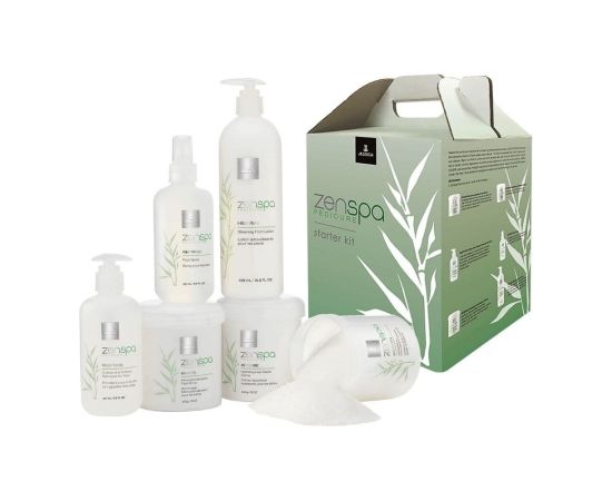 Starter Kit Set Jessica: ZenSpa Revive, Volcanic Pumice, Exfoliating, Foot Scrub, 435 g + ZenSpa Restore, Aloe Vera, Cuticle Remover Gel, 251 ml + ZenSpa Intense, Vitamin E, Moisturizing, Foot Cream, 425 g + ZenSpa Awaken, Soothing, Foot Bath Salt, 453 g  Dāvanu komplekti