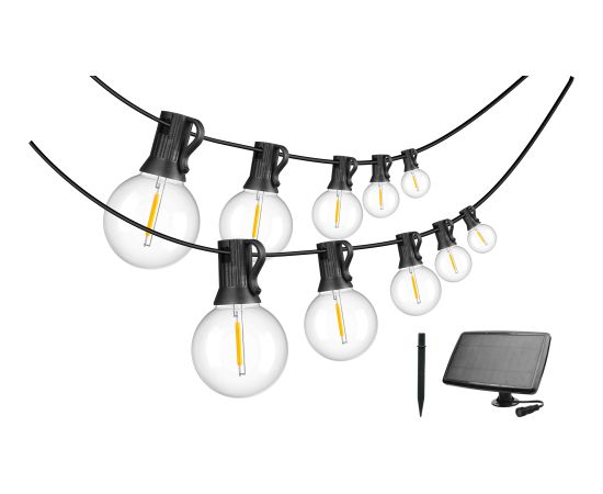 Artflow Dek. lampu virtene ar saules bat.,G40 E12x25gb, 15m, silti b Āra apgaismojums