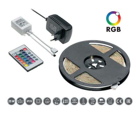 GTV Lente LED RGB 30LED/m 5m ar pulti Декоративное освещение 