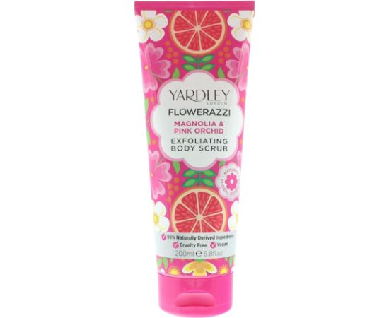 Yardley, Flowerazzi Magnolia & Pink Orchid, Exfoliating, Body Scrub, 200 ml Ķermeņa kosmētika