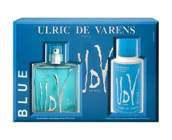 Set Ulric De Varens: Blue, Eau De Toilette, For Men, 100 ml + Blue, Deodorant Spray, For Men, 200 ml Dāvanu komplekti