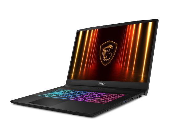 Notebook MSI Katana 17 HX B14WFK CPU Intel® CoreT i7 i7-14650HX 17.3 " 1920 x 1080 pixels RAM 16 GB DDR5-SDRAM SSD 1000 GB Discrete graphics NVIDIA GeForce RTX 5060 8 GB On-board graphics Yes Numeric keypad Yes OS installed Windows 11 Home Colour Black We Portatīvie datori