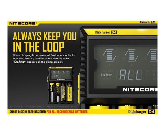 BATTERY CHARGER 4-SLOT/D4 EU NITECORE Baterijas un akumulatori