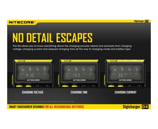 BATTERY CHARGER 4-SLOT/D4 EU NITECORE Baterijas un akumulatori