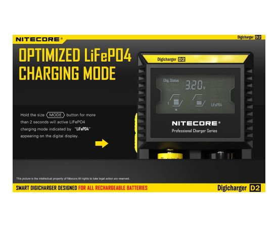 BATTERY CHARGER 2-SLOT/D2 EU NITECORE Baterijas un akumulatori